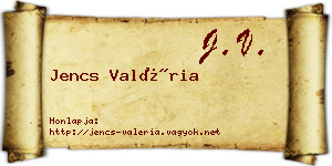Jencs Valéria névjegykártya